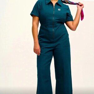 Lucy & Yak Ragan Cotton Jumpsuit in teal size 14 (UK 18)